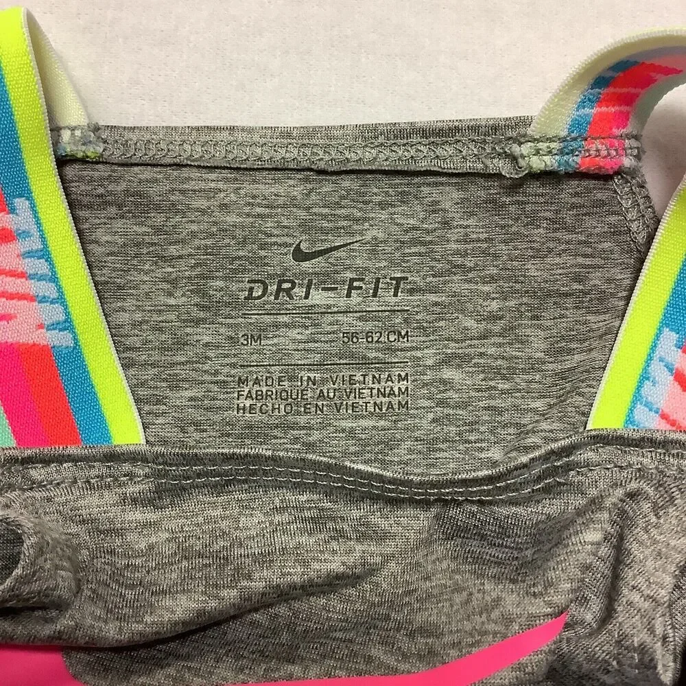 Nike Dri-Fit Gray Baby Girl Bathing Suit Swimsuit Pink‎ Swoosh Size 3 Months